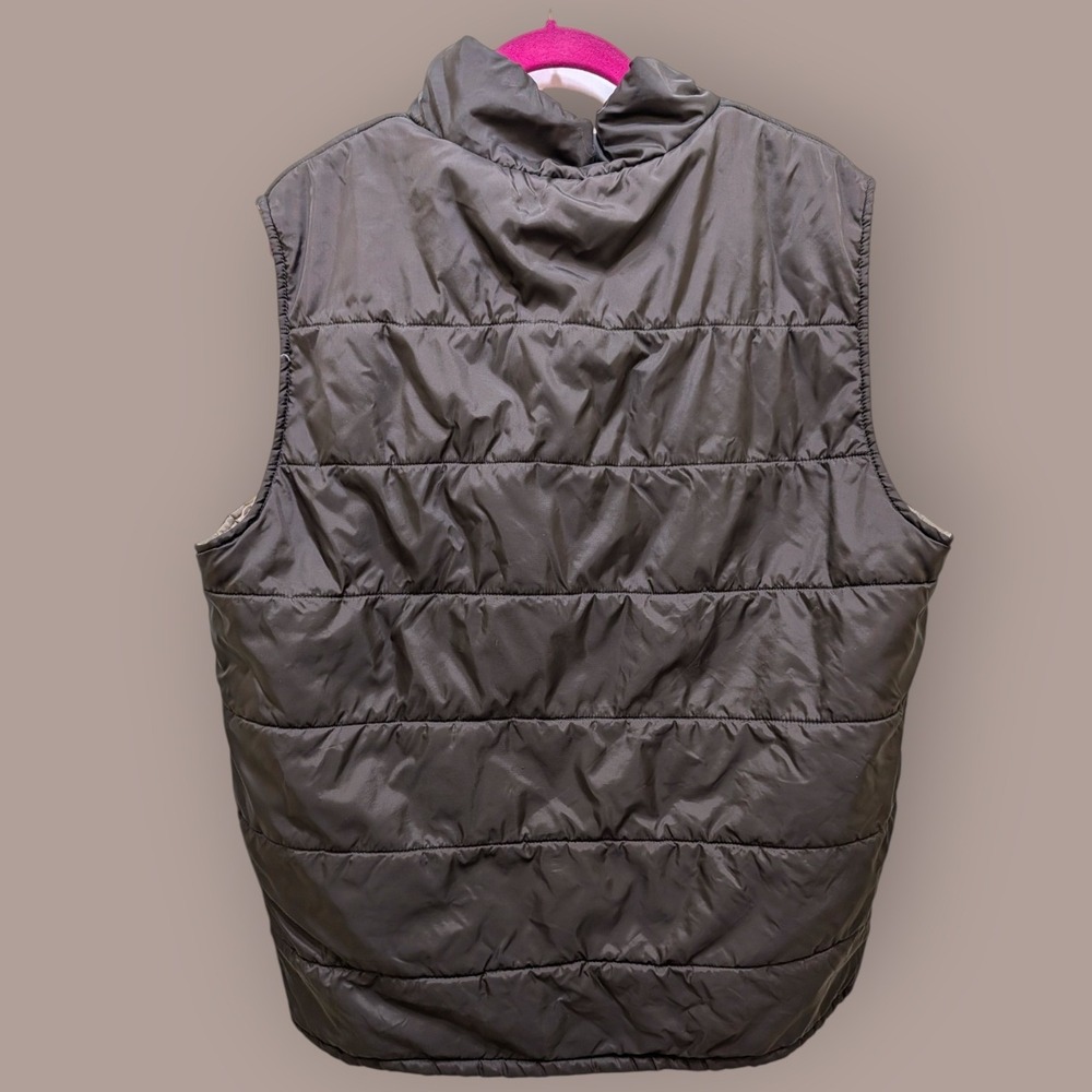Ariat Mens Reversible Puffer Vest Brown Tan Full Zip Mock Neck Large L - Picture 2 of 10